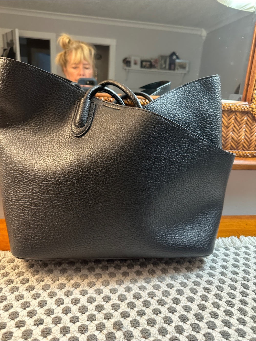 Antik Kraft Black Textured Tote Bag